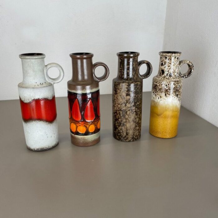 vintage pottery fat lava vases made from scheurich germany 1970s set of 4 2