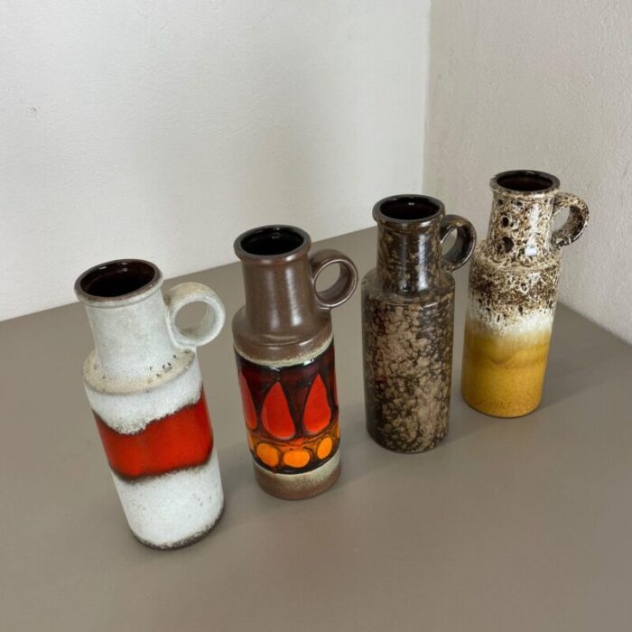 vintage pottery fat lava vases made from scheurich germany 1970s set of 4 5