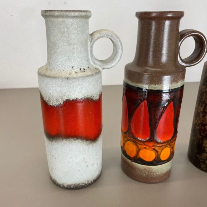 vintage pottery fat lava vases made from scheurich germany 1970s set of 4 7