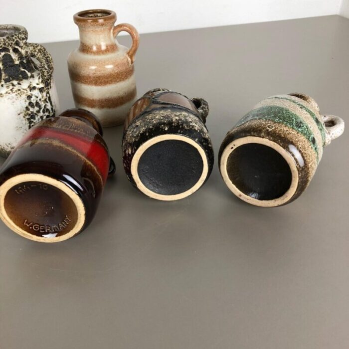 vintage pottery lava 414 16 vases from scheurich germany set of 5 15