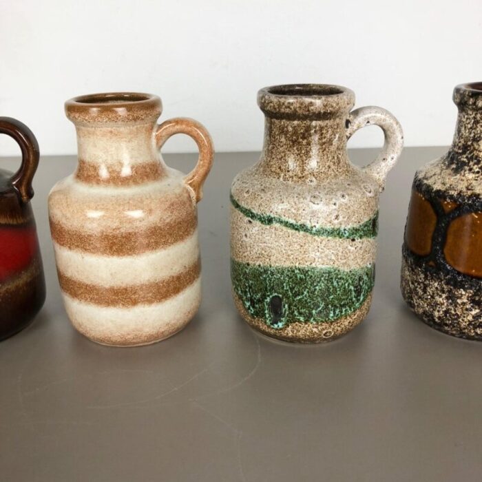 vintage pottery lava 414 16 vases from scheurich germany set of 5 5