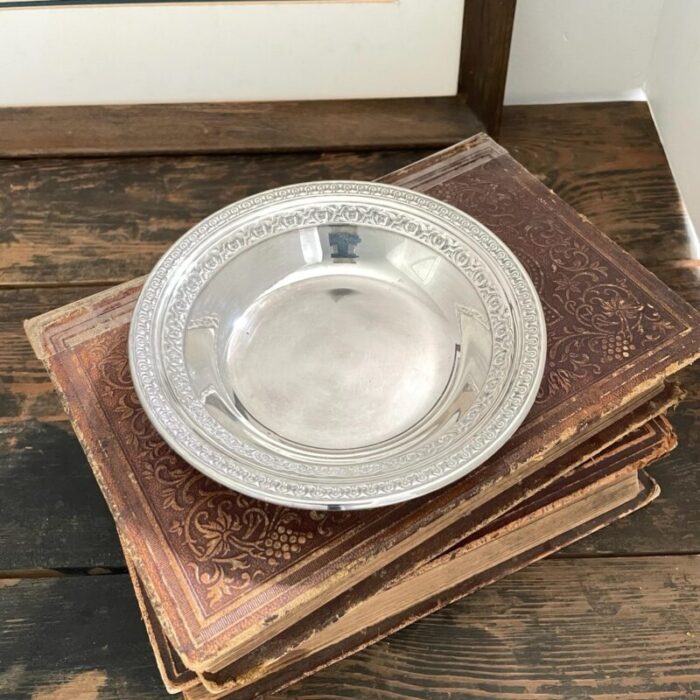 vintage reed and barton silverplate bonbon bowl floral border 7443