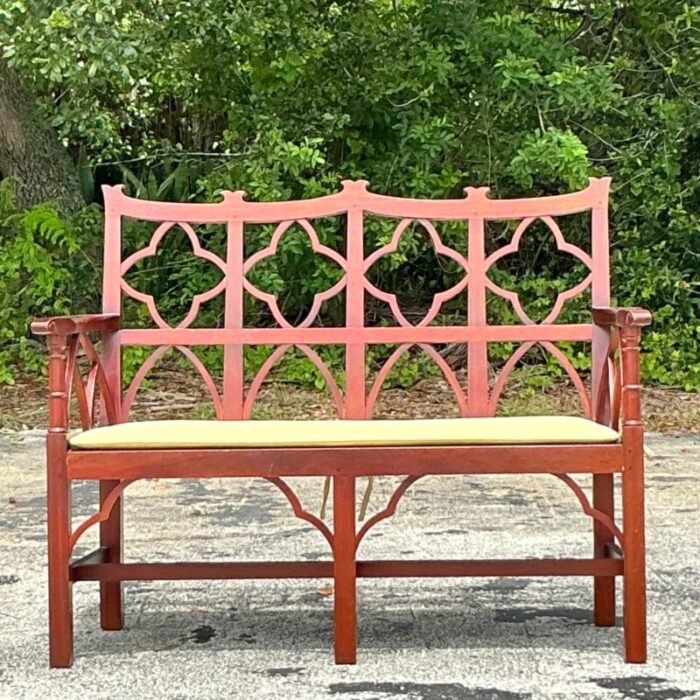 vintage regency chinese chippendale wooden bench 0948