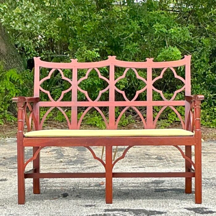 vintage regency chinese chippendale wooden bench 6393