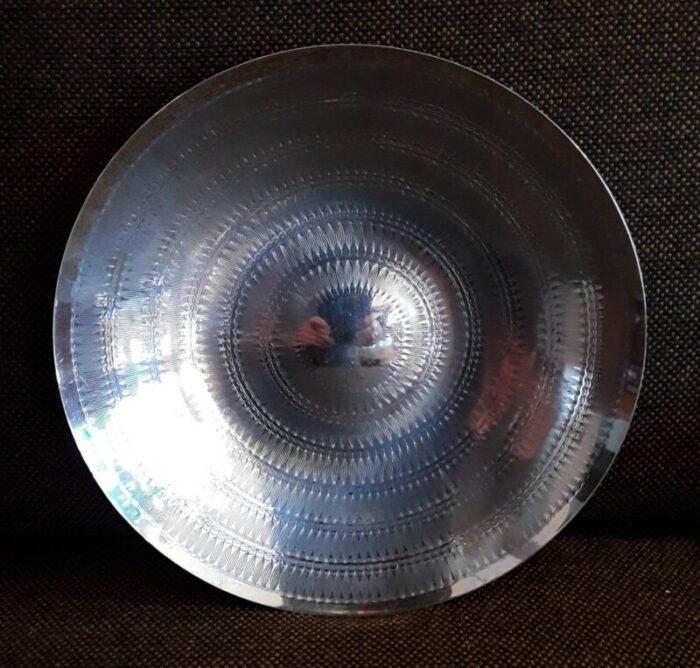 vintage round silver plated brass plate from wmf 1960s 3