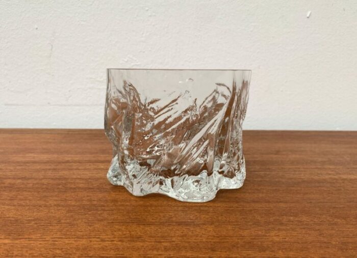 vintage scandinavian ice glass vase 1970s 1