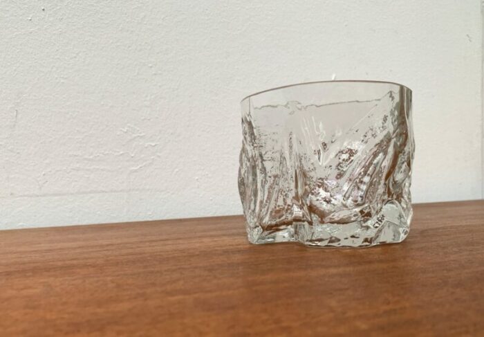 vintage scandinavian ice glass vase 1970s 2