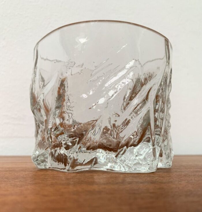 vintage scandinavian ice glass vase 1970s 3