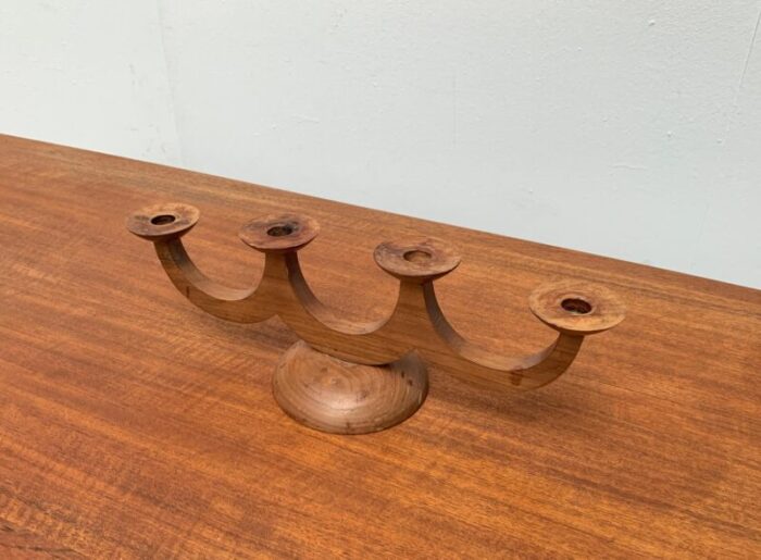 vintage scandinavian wooden candle holder 2