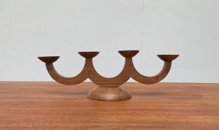 vintage scandinavian wooden candle holder 3