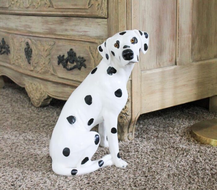 vintage seated dalmatian statue 9006