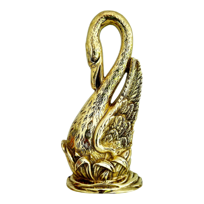 vintage solid brass swan door stop manufactured by virginia metalcrafters 8277