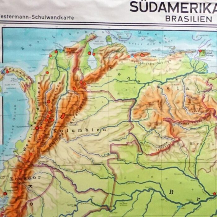 vintage south america brasilia and neighbour states rollable map wall chart 2