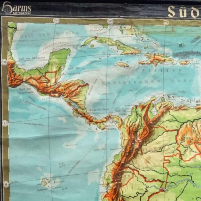 vintage south america pull down map wall chart poster 2