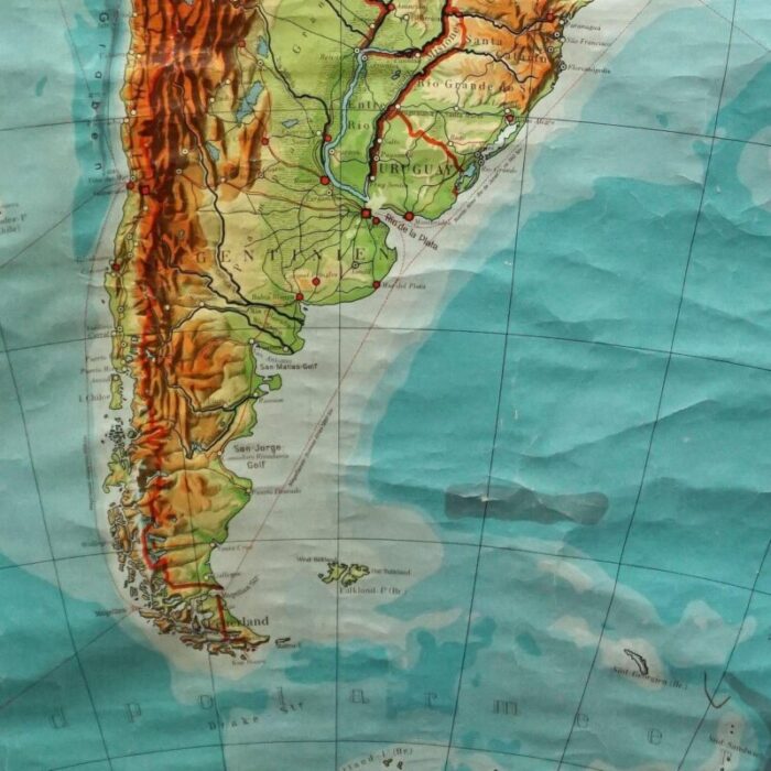 vintage south america pull down map wall chart poster 4