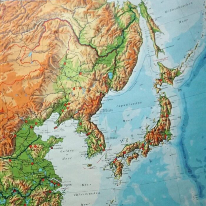 vintage southeast asia china japan wall chart rollable map 3