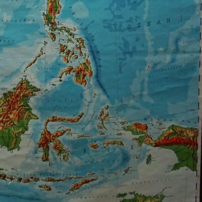 vintage southeast asia china japan wall chart rollable map 5