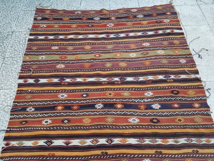 vintage striped turkish kilim rug 1970s 4