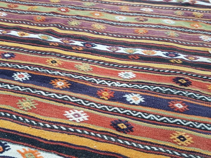 vintage striped turkish kilim rug 1970s 5