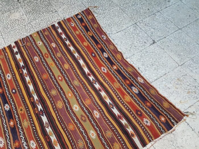 vintage striped turkish kilim rug 1970s 7