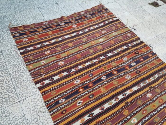 vintage striped turkish kilim rug 1970s 8