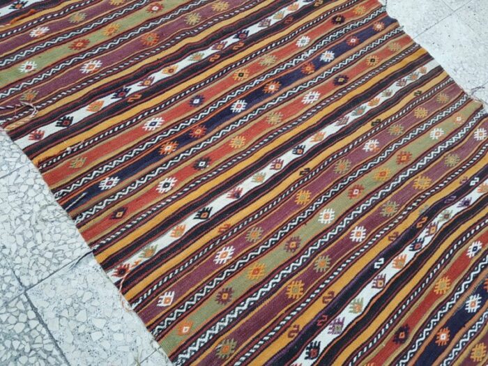 vintage striped turkish kilim rug 1970s 9