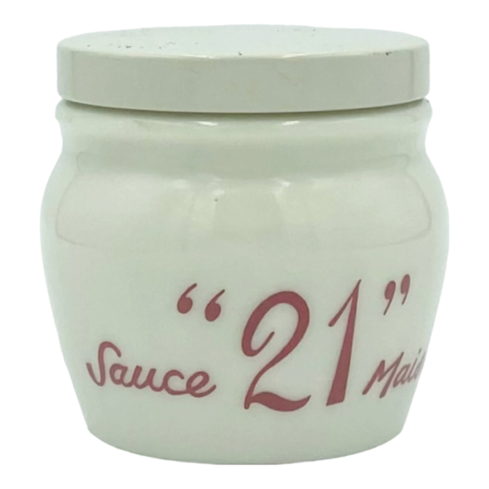 vintage the 21 club nyc restaurant sauce maison glass condiment jar new york 2993