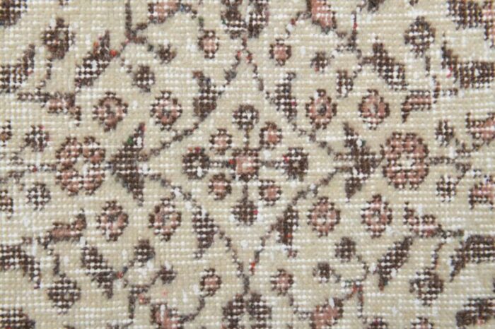 vintage turkish beige wool carpet rug 8