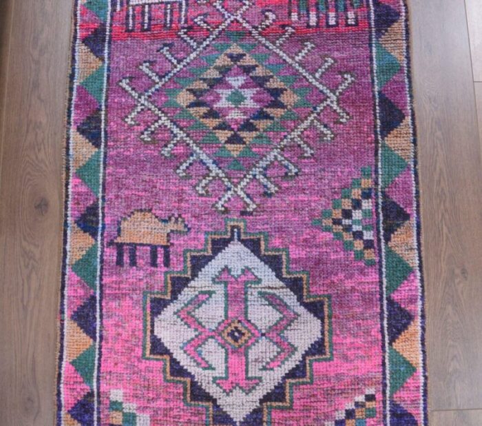 vintage turkish hand knotted oushak wool rug 4