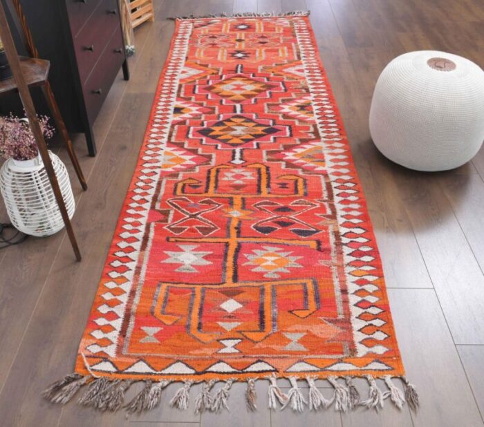 vintage turkish kilim runner rug 1 1