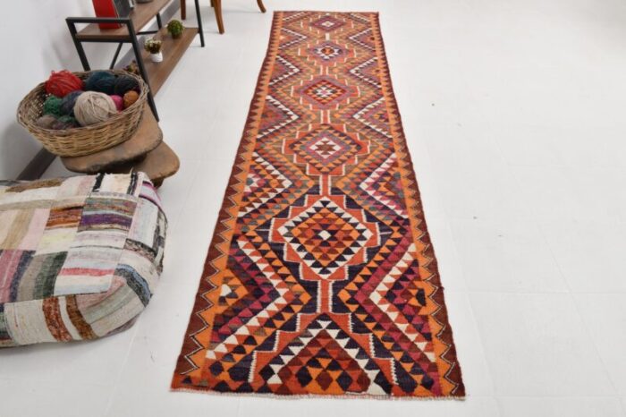 vintage turkish kilim runner rug 1