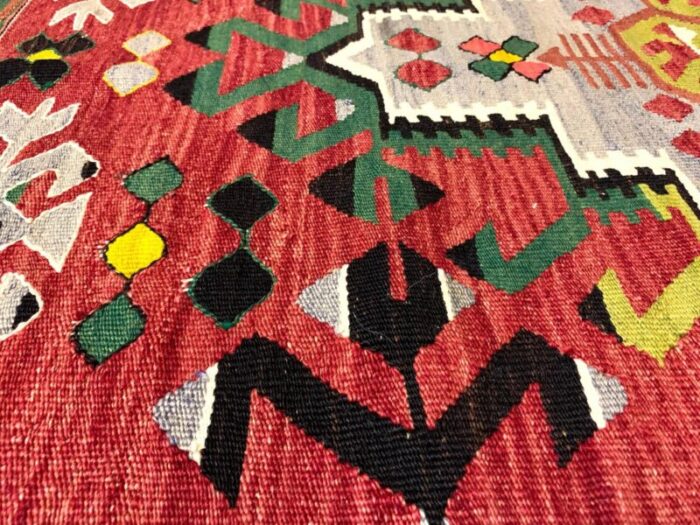 vintage turkish traditional wool kilim rug 10