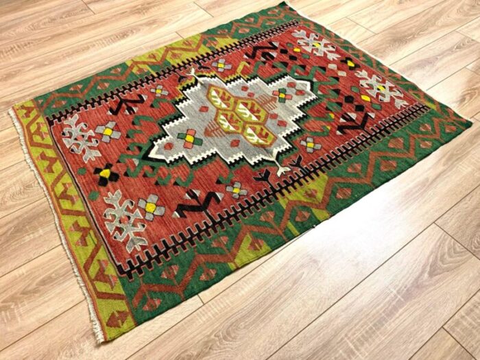 vintage turkish traditional wool kilim rug 3