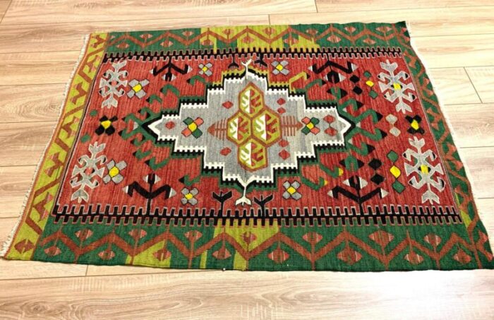 vintage turkish traditional wool kilim rug 9