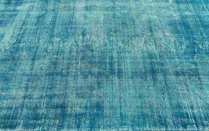 vintage turquoise cotton and wool carpet 4