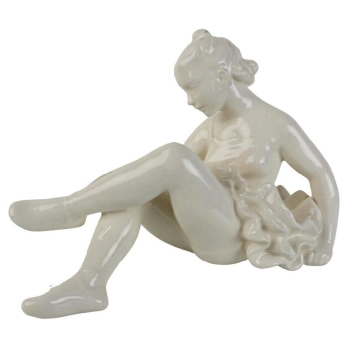 vintage white porcelain statue ballerina 1962s 1