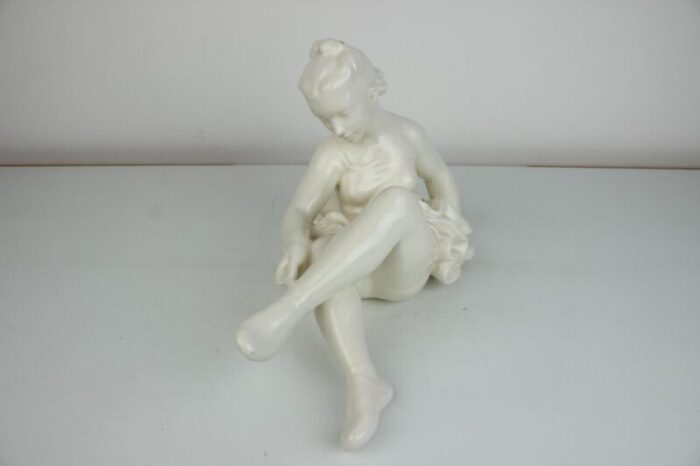 vintage white porcelain statue ballerina 1962s 3