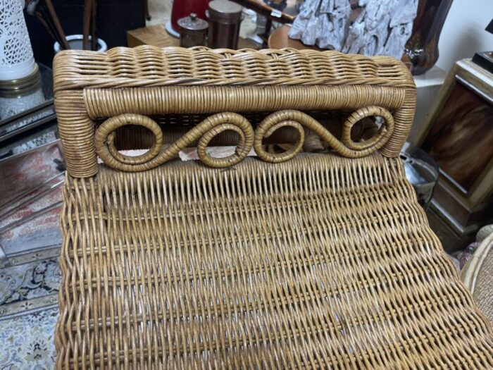 vintage wicker curule and curly bench 3186