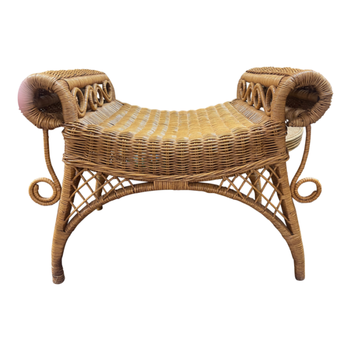 vintage wicker curule and curly bench 8328