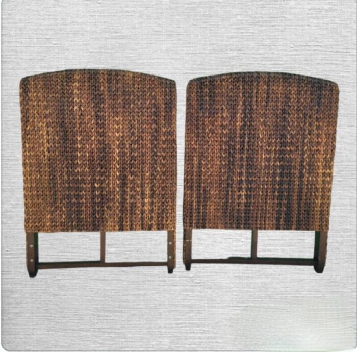 vintage woven braided variegated stained seagrass extra tall twin size headboards a pair 0595