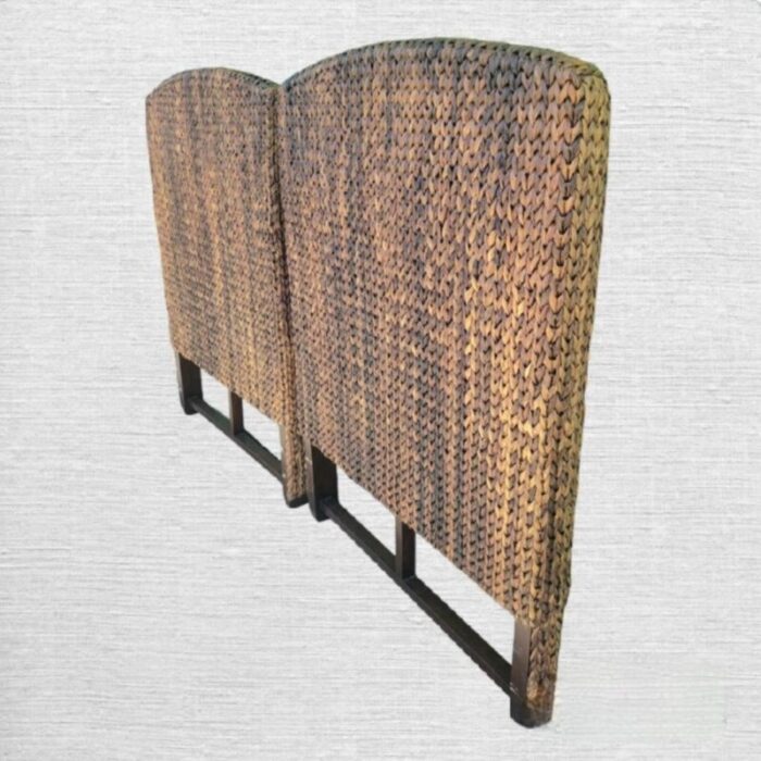 vintage woven braided variegated stained seagrass extra tall twin size headboards a pair 2005