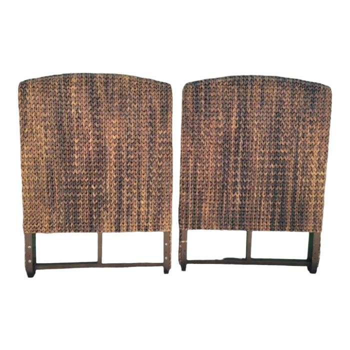 vintage woven braided variegated stained seagrass extra tall twin size headboards a pair 2328