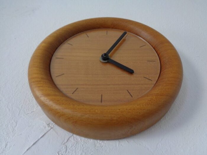 wall clocks in solid teak from boeckenhauer set of 2 1970s 10