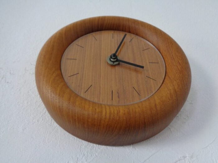 wall clocks in solid teak from boeckenhauer set of 2 1970s 11