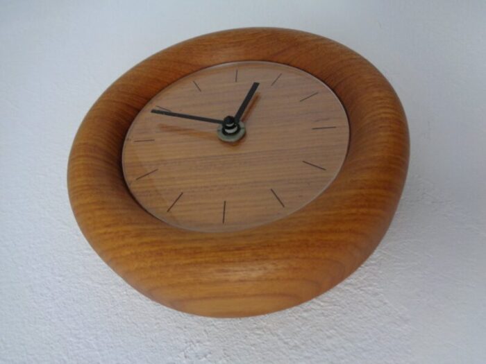 wall clocks in solid teak from boeckenhauer set of 2 1970s 5