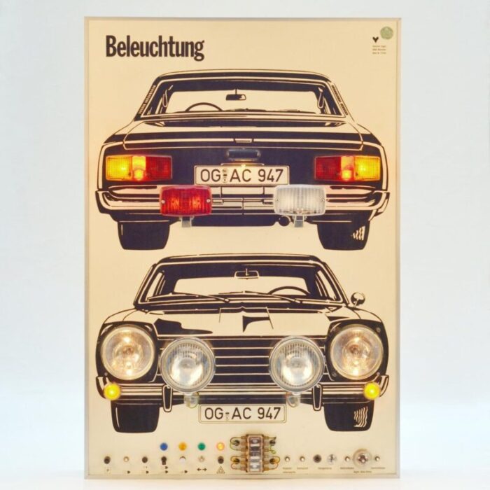 wall mounted artwork with car lights demonstrating driving instructions 3