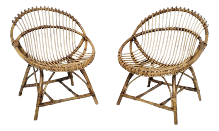 wicker egg chairs 1990s set of 2 2241