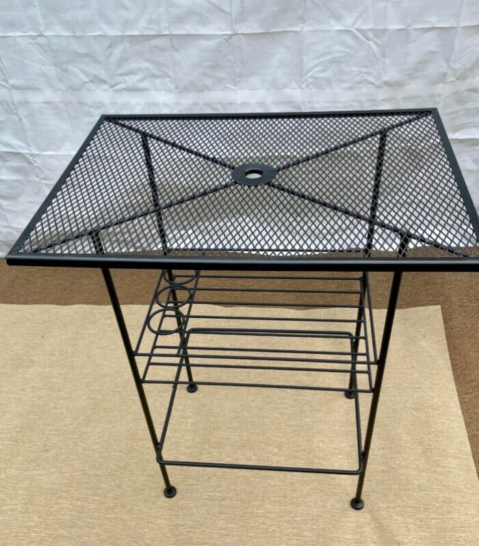 woodard salterini vintage wrought iron high top outdoor bar table 0682