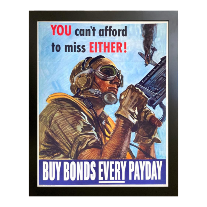 you cant afford to miss either buy bonds every payday vintage wwii bonds poster 1944 9547